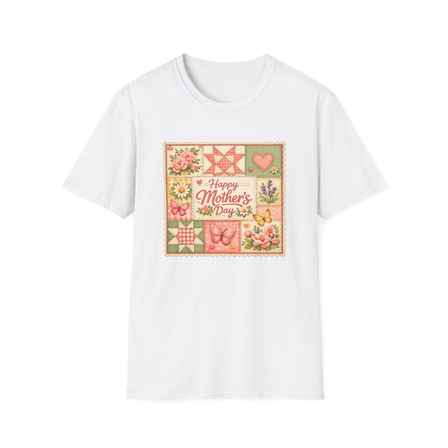 Mother’s Day Gift Tee - "Happy Mother's Day" Peony Patchwork
