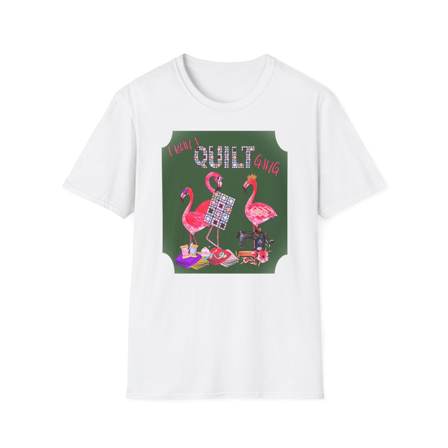 T-Shirt - 'Quilt Gang' Pink Flamingo Quilting Crew