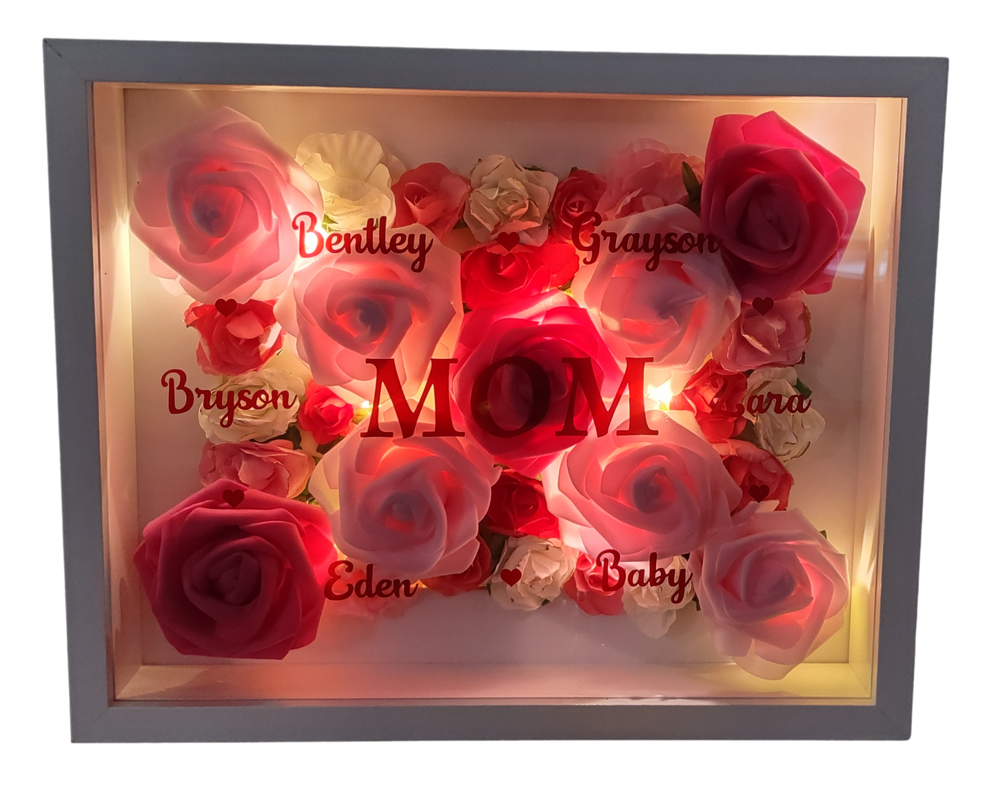 Mother's Day Gifts - 'Mom' Floral Illuminated Shadowboxes
