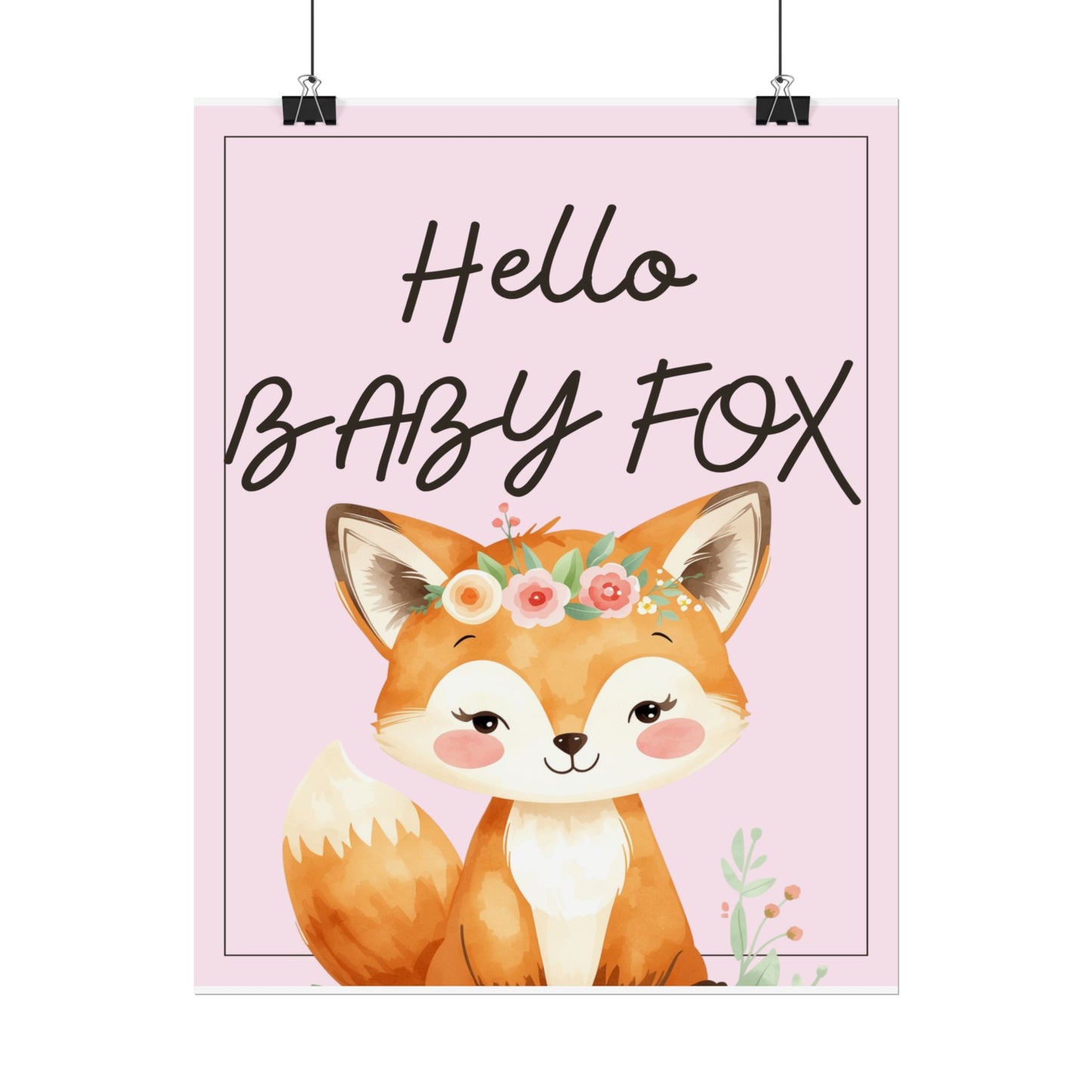 Nursery Forest Poster - 'Hello Baby Fox'
