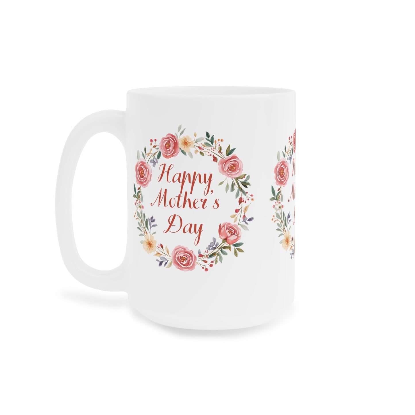 Mother's Day Mug – 'Happy Mother's Day' Rose Wreath