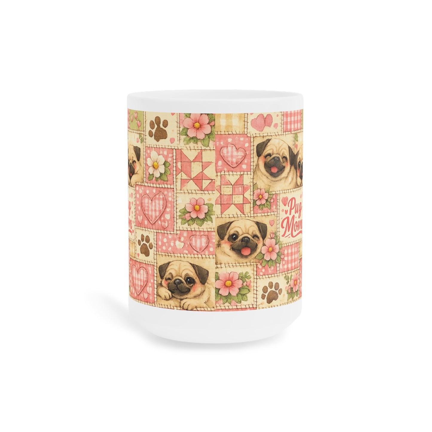 Mother's Day Mug - 'Pug Mom' Floral Patchwork