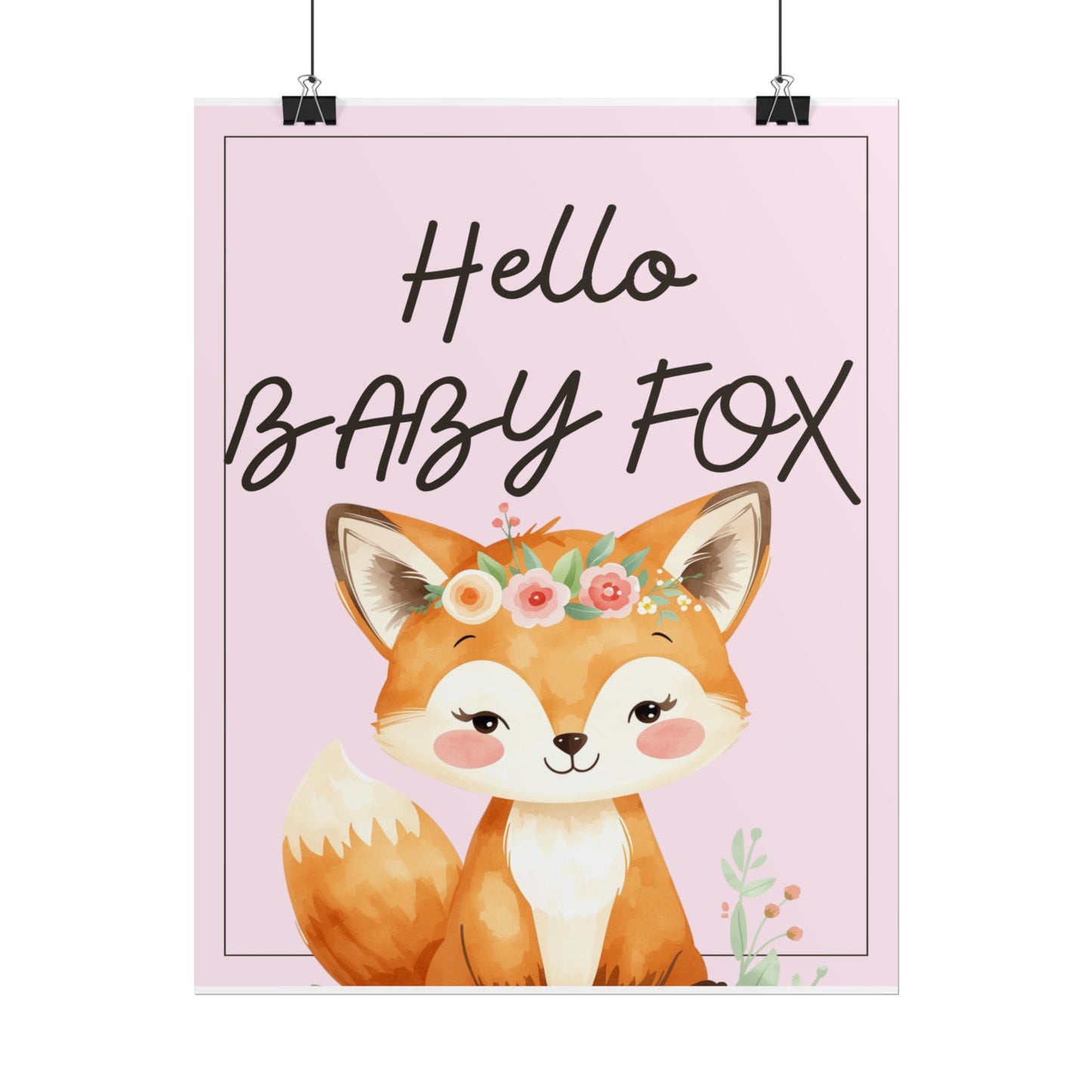 Nursery Forest Poster - 'Hello Baby Fox'