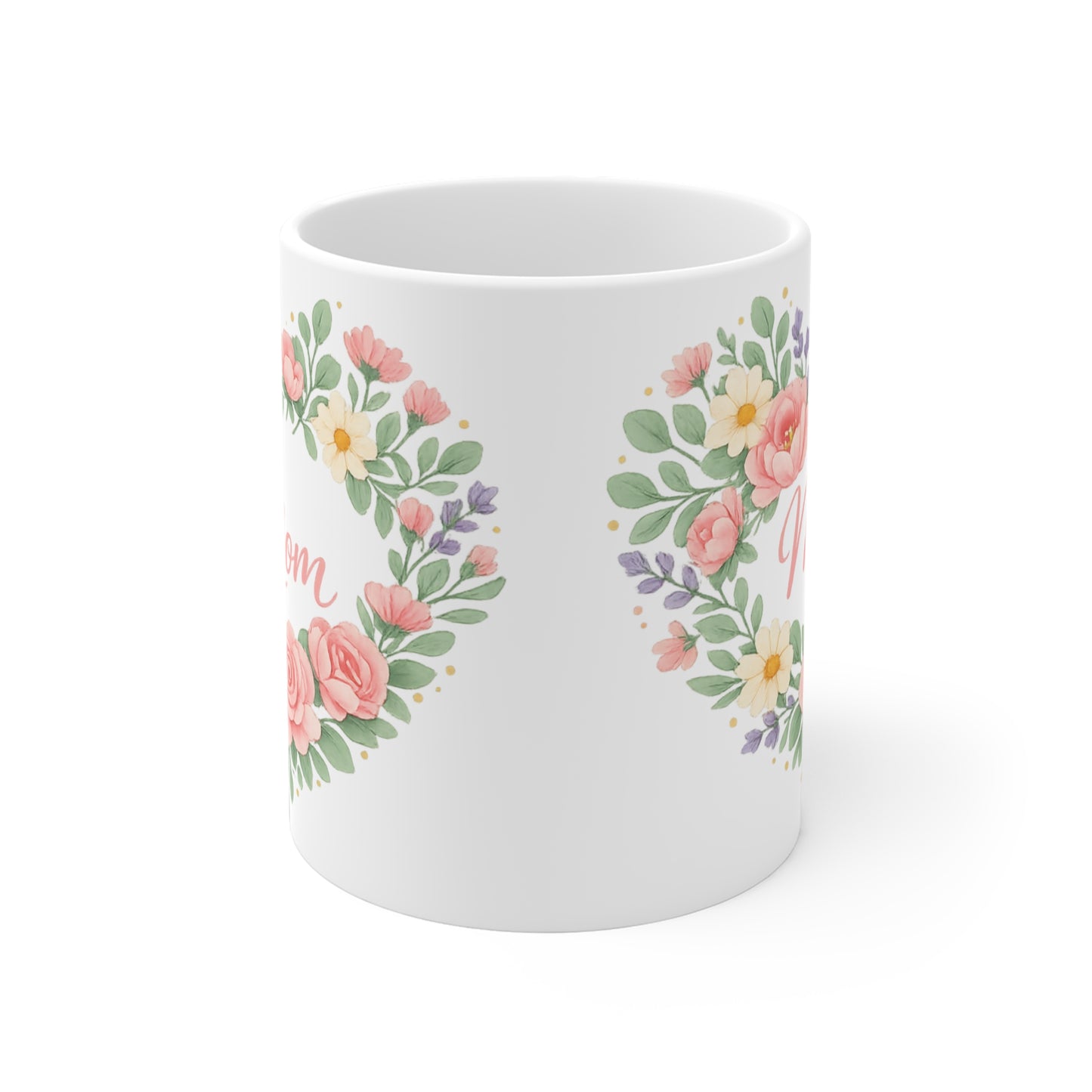 Mother's Day Mug - 'Mom' Floral Heart