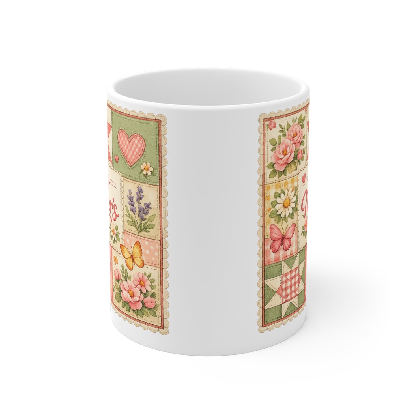 Mother's Day Mug — "Happy Mother's Day" Floral Patchwork