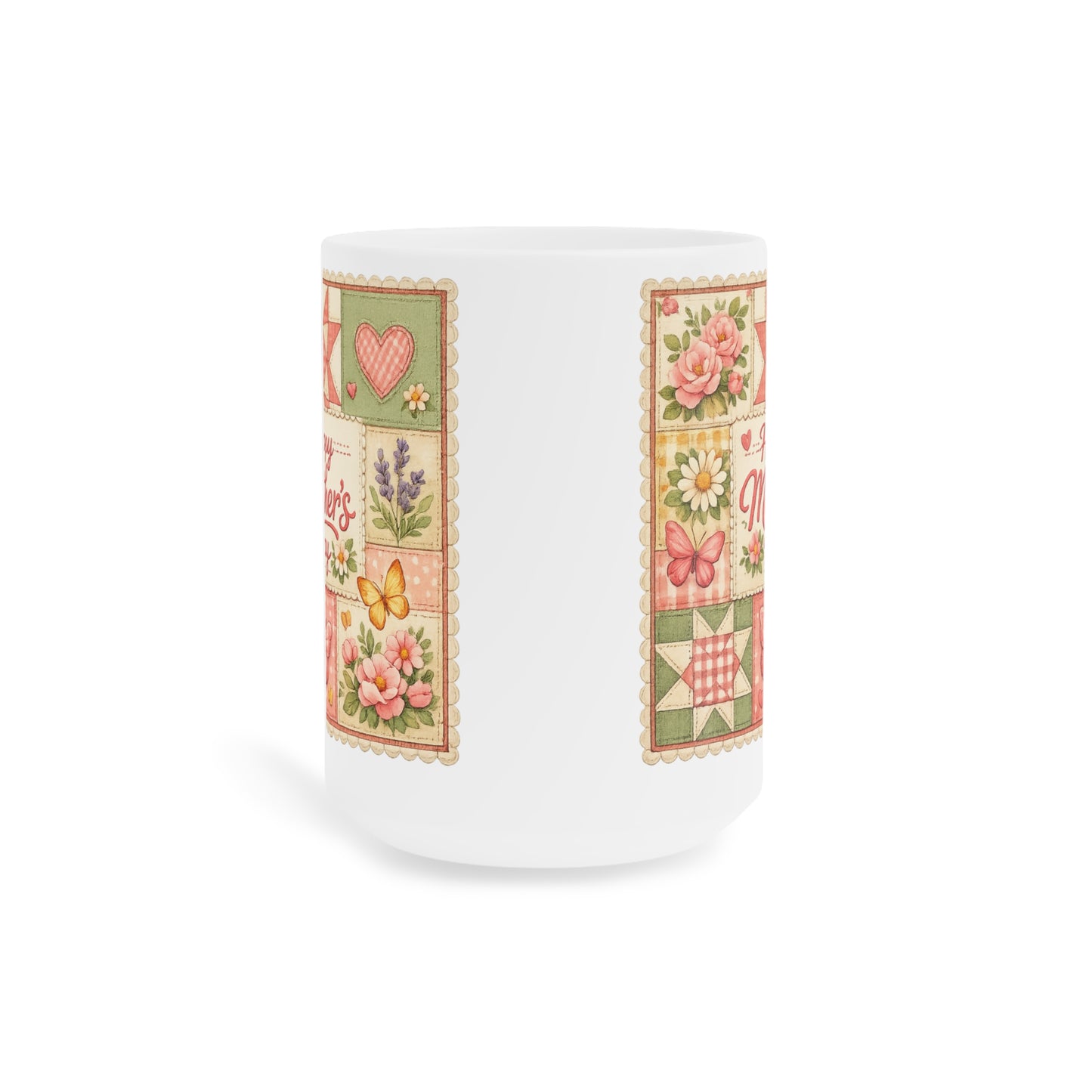 Mother's Day Mug — "Happy Mother's Day" Floral Patchwork