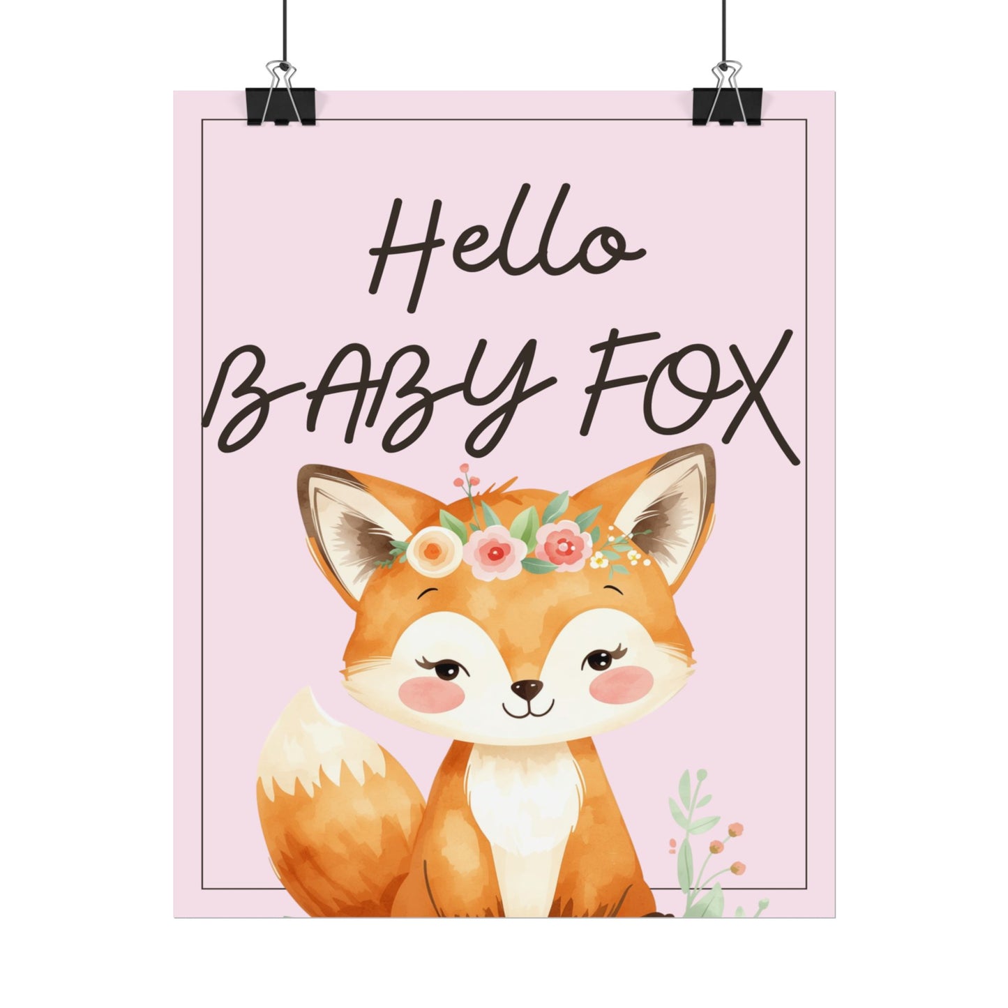 Nursery Forest Poster - 'Hello Baby Fox'