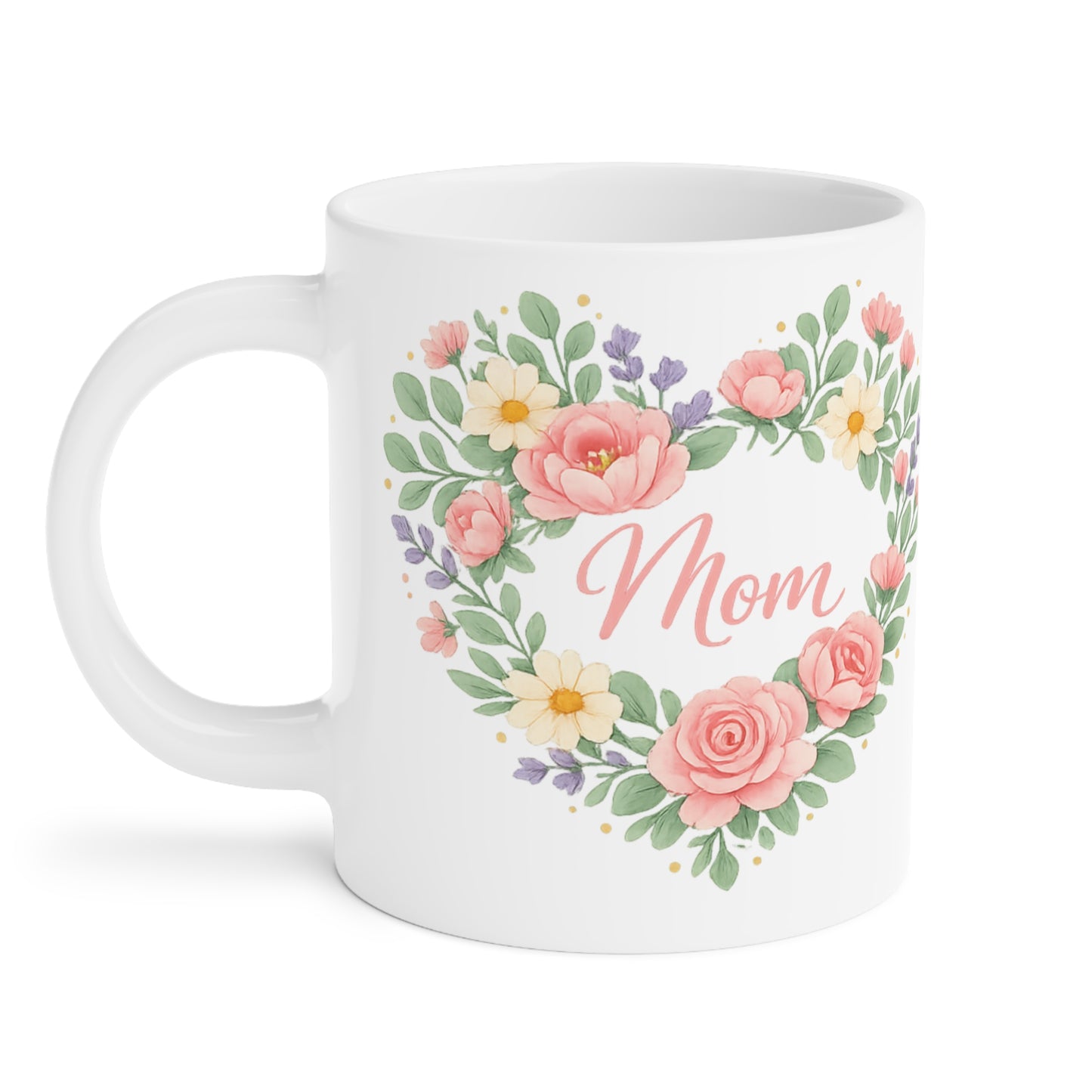Mother's Day Mug - 'Mom' Floral Heart