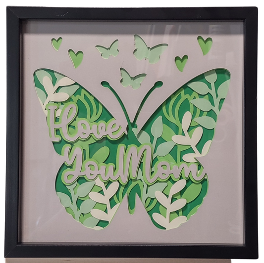 Mother's Day Gifts - 'I Love You Mom' Butterfly Non Illuminated Shadowboxes