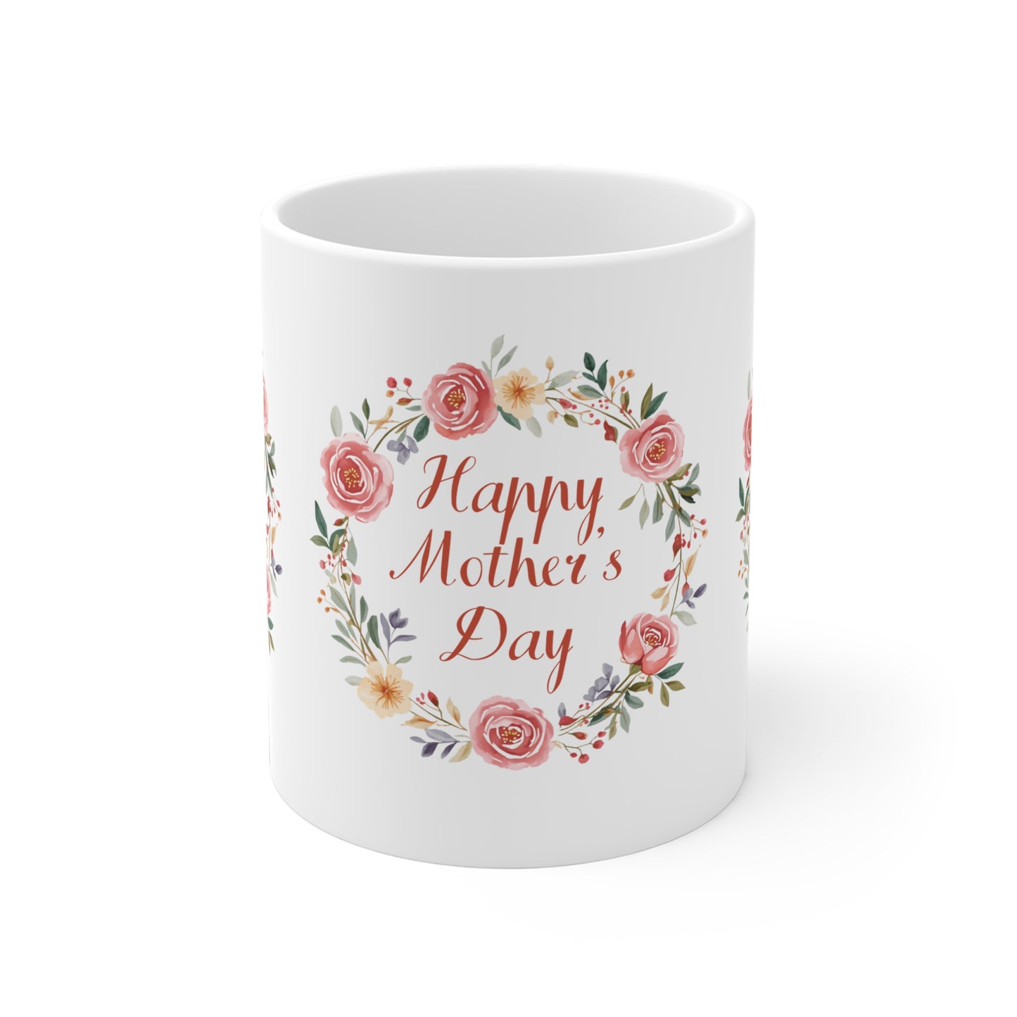 Mother's Day Mug – 'Happy Mother's Day' Rose Wreath
