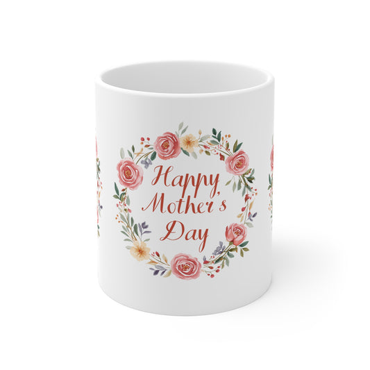 Mother's Day Mug – 'Happy Mother's Day' Rose Wreath