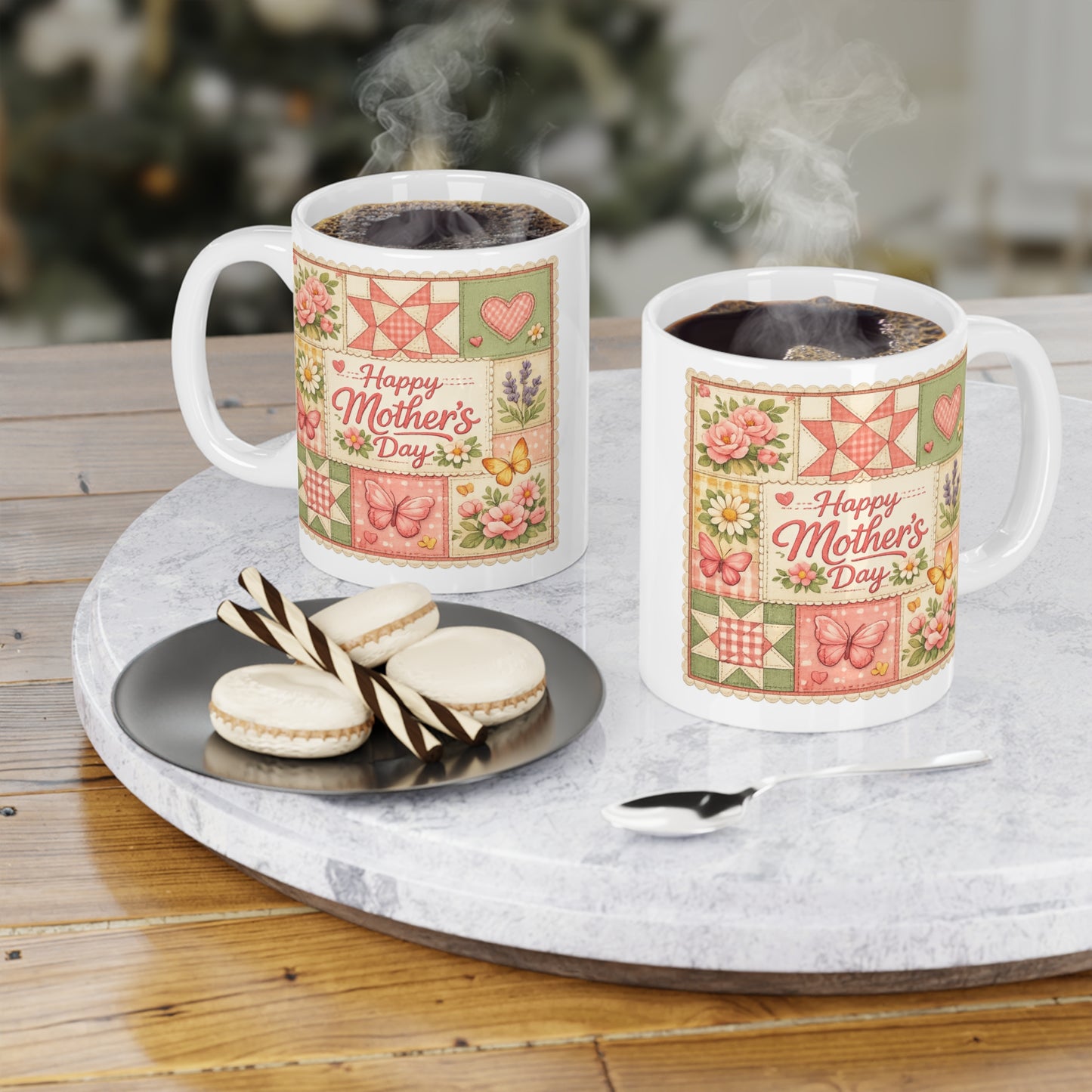 Mother's Day Mug — "Happy Mother's Day" Floral Patchwork