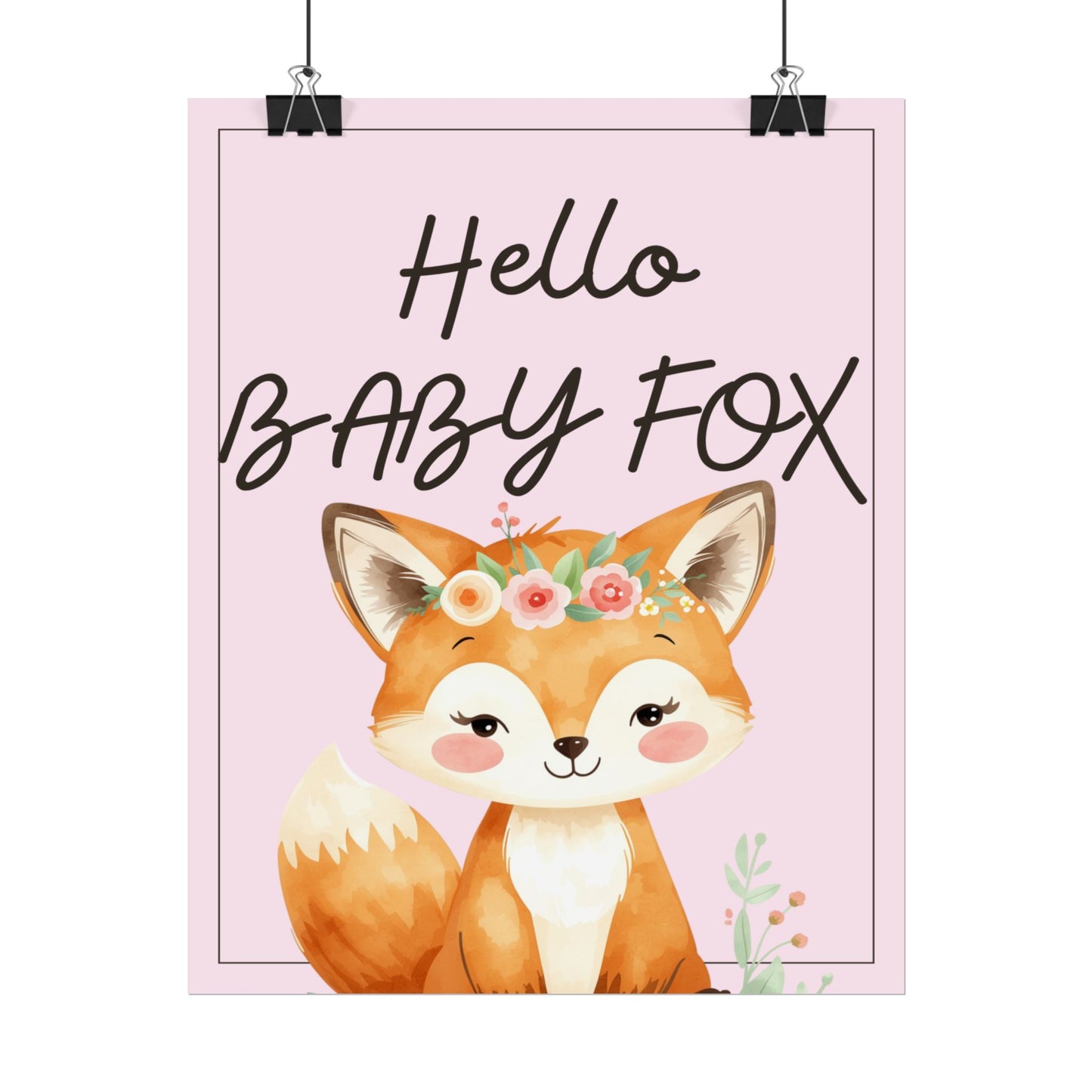 Nursery Forest Poster - 'Hello Baby Fox'