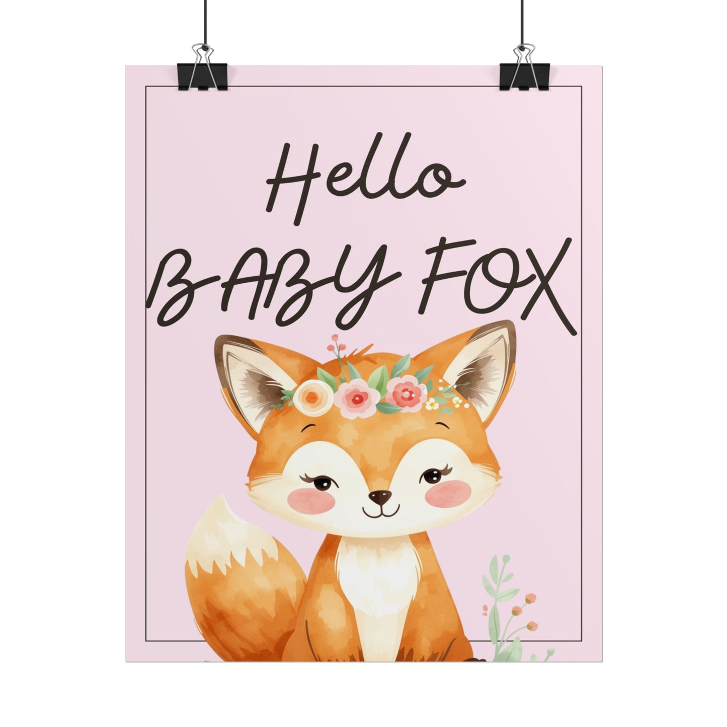 Nursery Forest Poster - 'Hello Baby Fox'