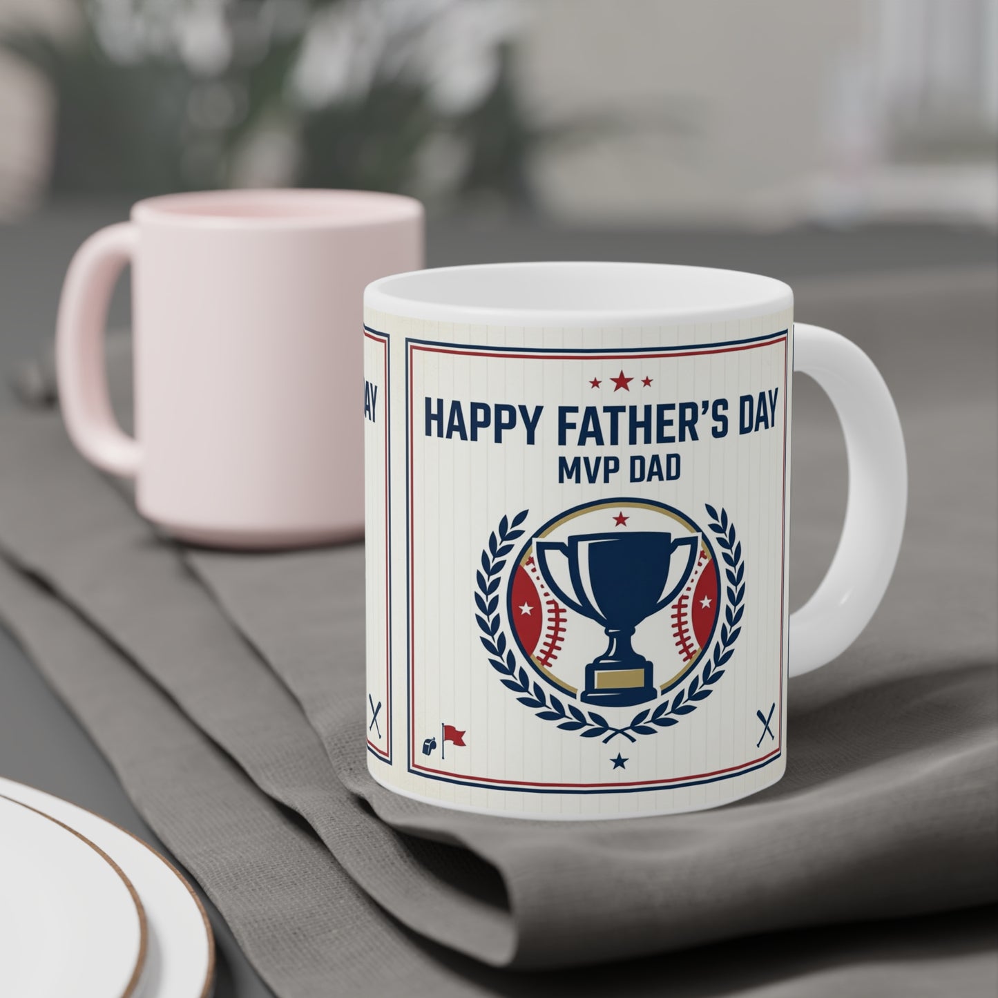 Father's Day Mug - MVP Dad Baseball Trophy