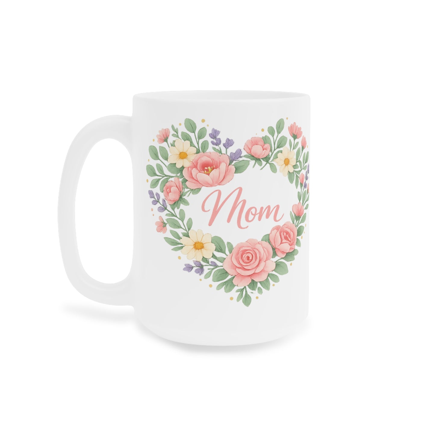 Mother's Day Mug - 'Mom' Floral Heart