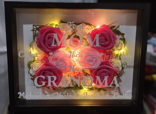 Mother's Day Gifts - 'Grandma/Mom' Floral Illuminated Shadowboxes
