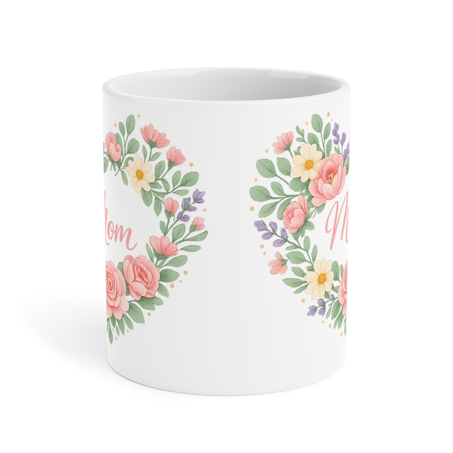 Mother's Day Mug - 'Mom' Floral Heart