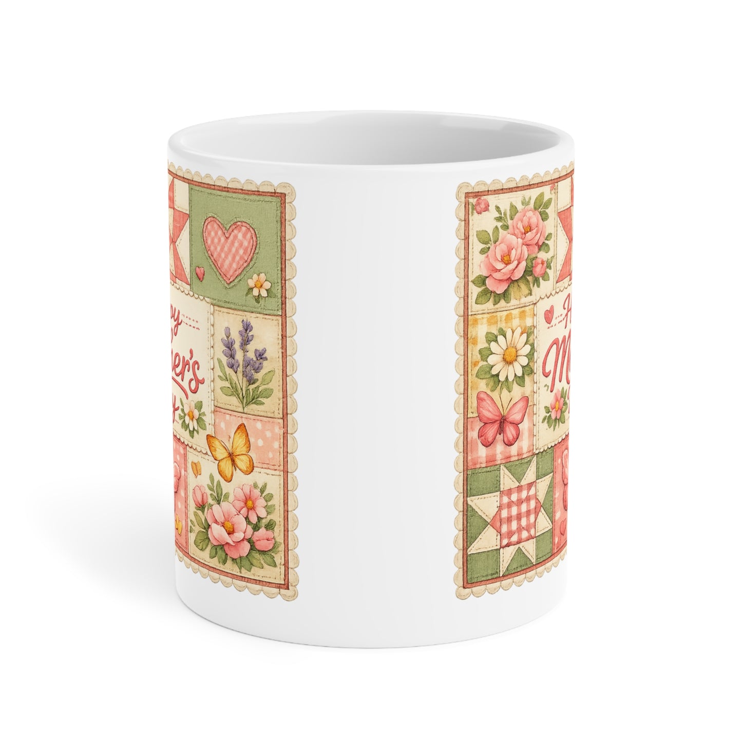 Mother's Day Mug — "Happy Mother's Day" Floral Patchwork