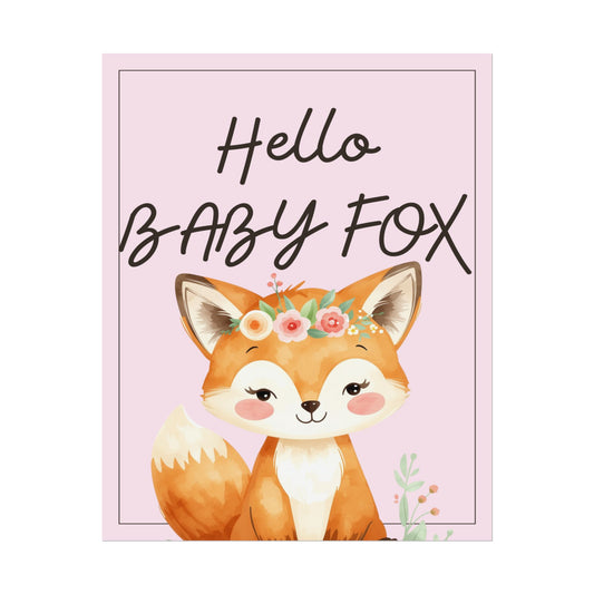 Nursery Forest Poster - 'Hello Baby Fox'