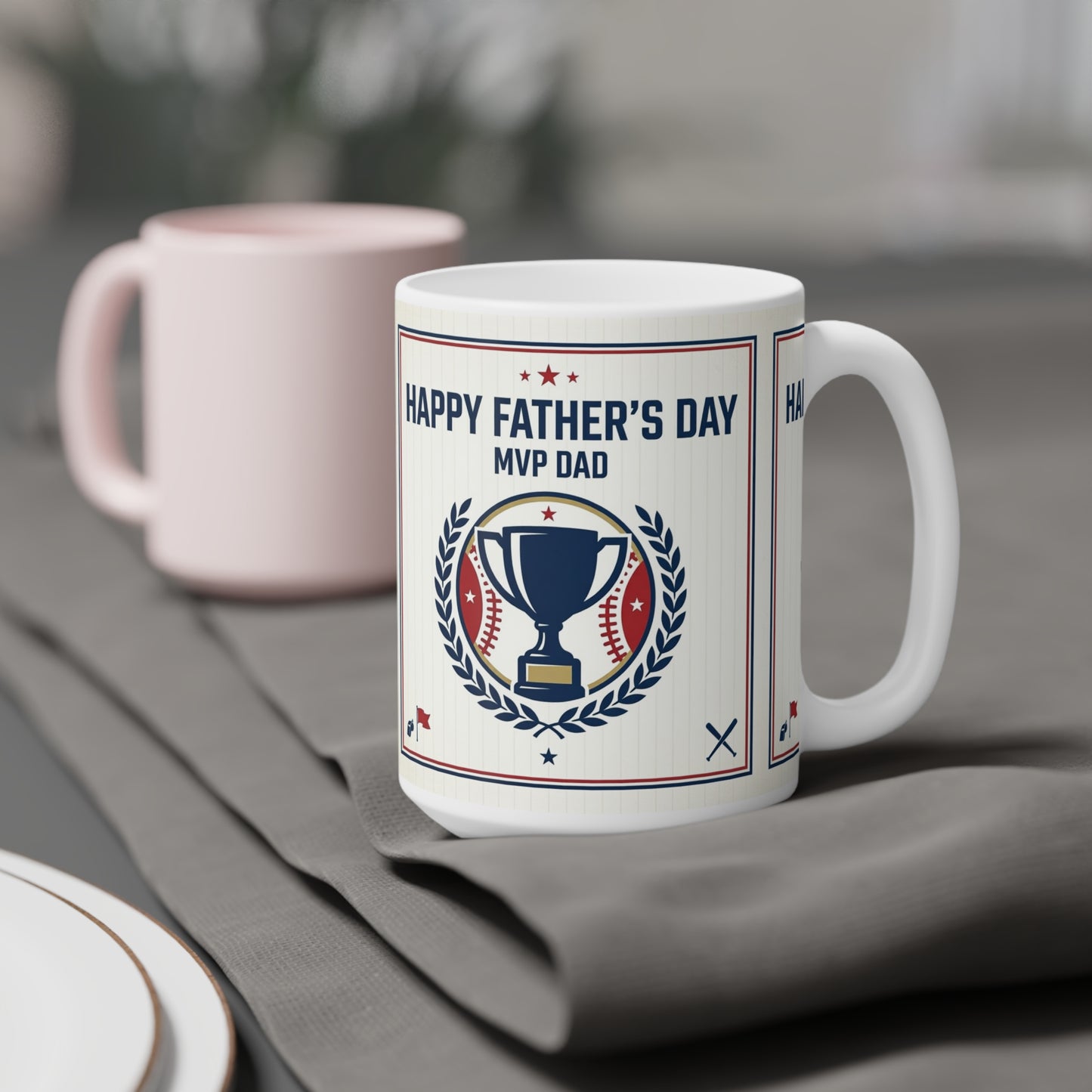 Father's Day Mug - MVP Dad Baseball Trophy