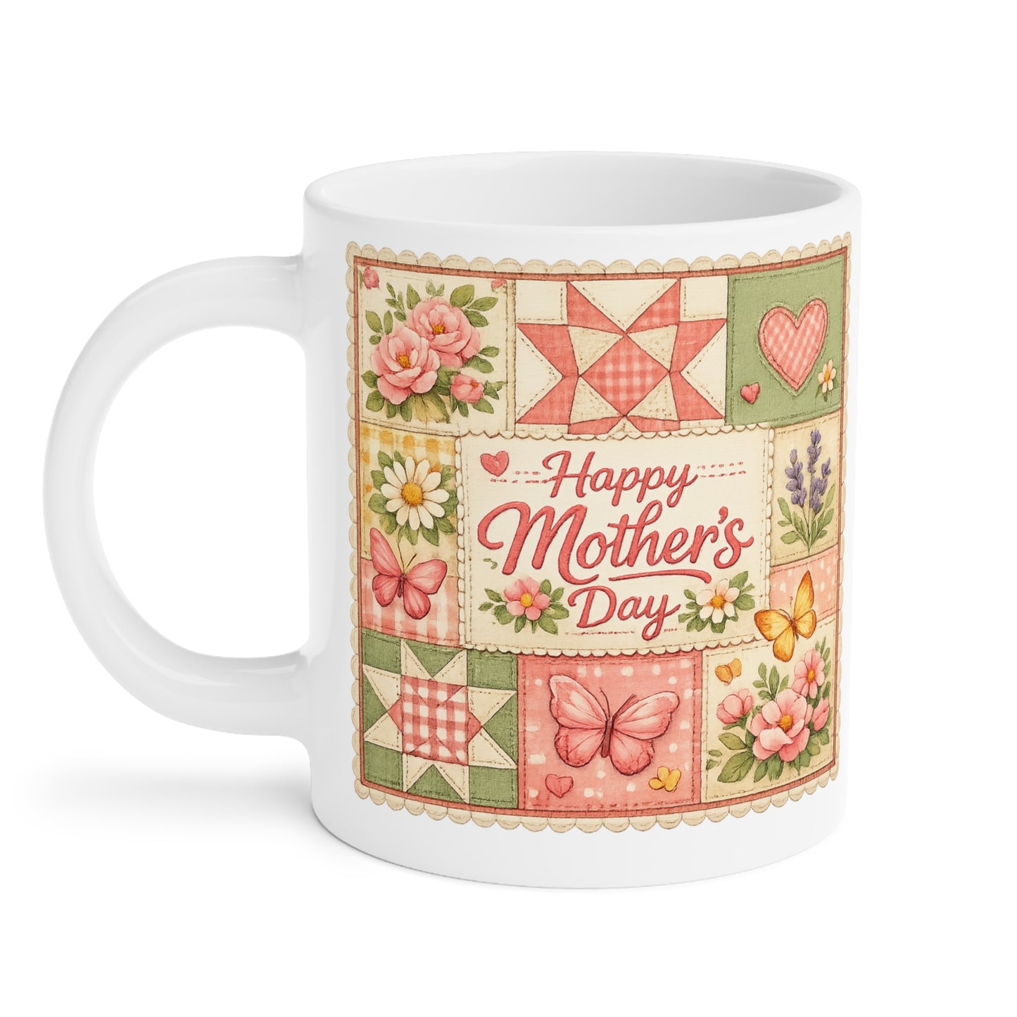 Mother's Day Mug — "Happy Mother's Day" Floral Patchwork