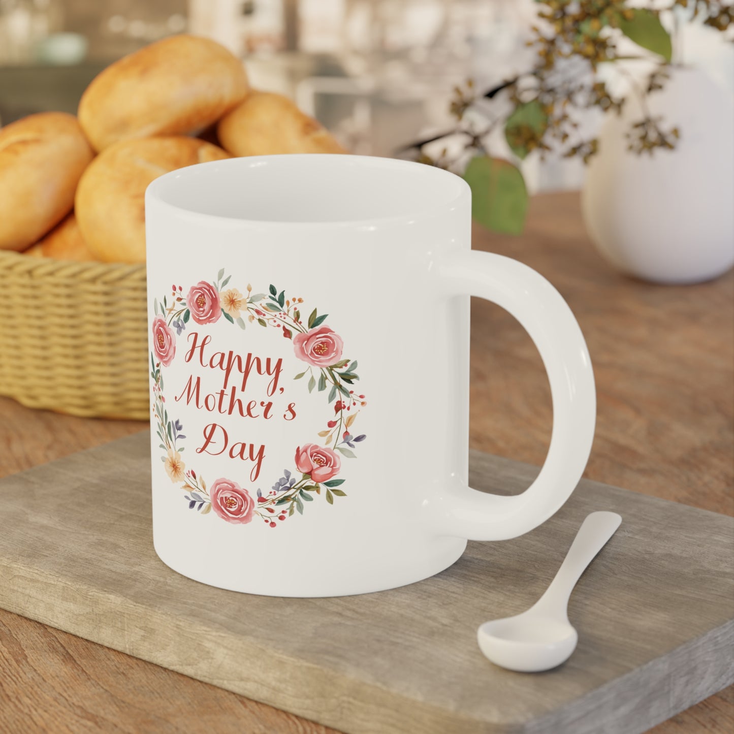 Mother's Day Mug – 'Happy Mother's Day' Rose Wreath