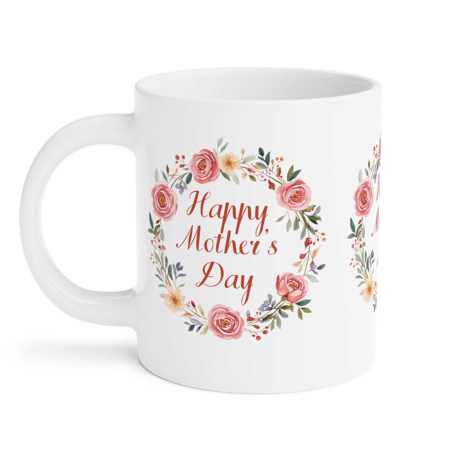 Mother's Day Mug – 'Happy Mother's Day' Rose Wreath