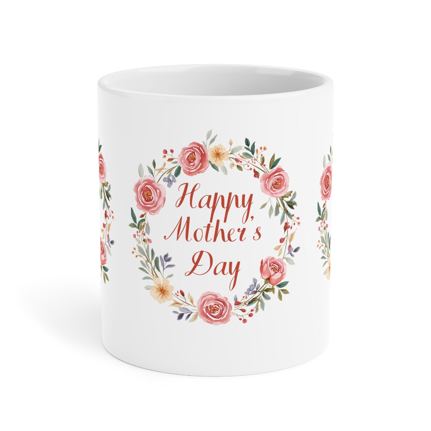 Mother's Day Mug – 'Happy Mother's Day' Rose Wreath