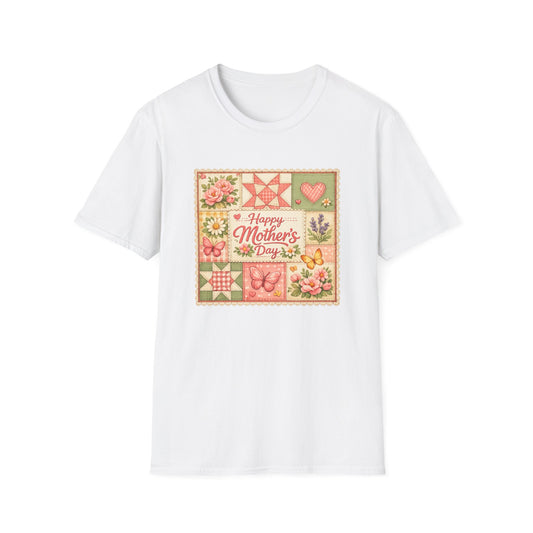 Mother’s Day Gift Tee - "Happy Mother's Day" Peony Patchwork