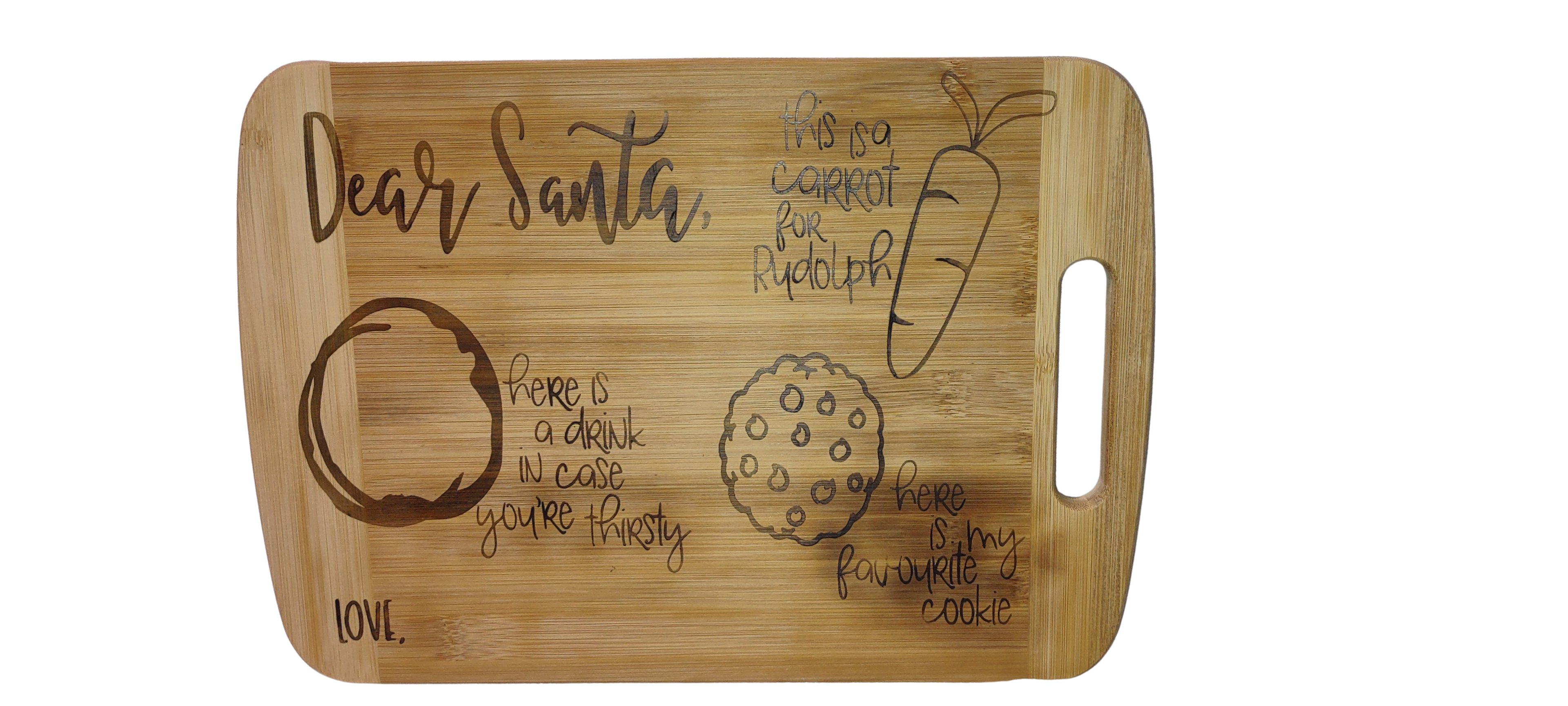 Wooden Santa Tray with engraved text and graphics