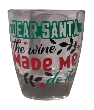 Clear glass with Christmas-themed text