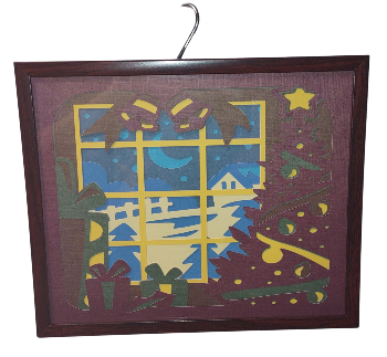 Framed artwork with abstract design 