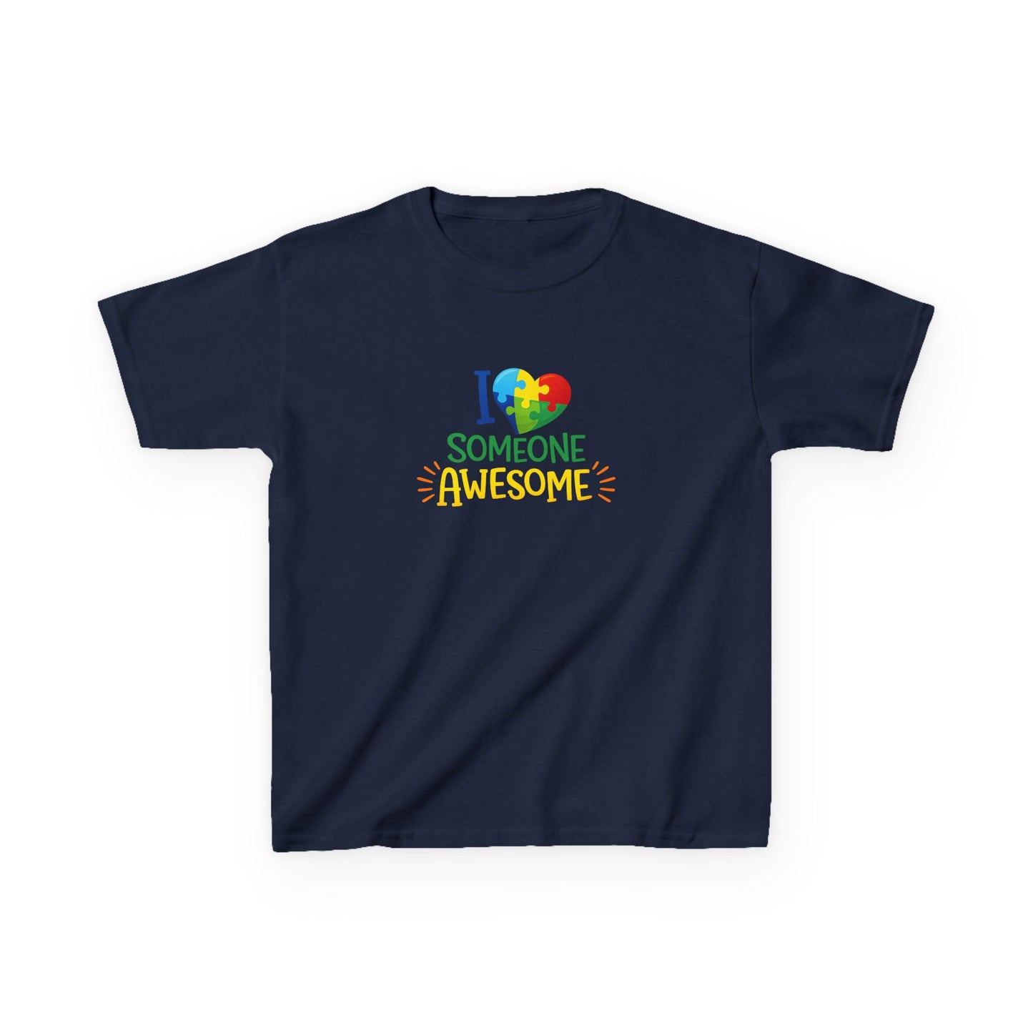 Kids T-Shirt - "I [Puzzle Heart] Someone Awesome" Autism Awareness